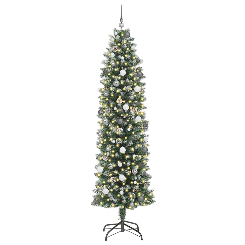 Artificial Slim Christmas Tree with 300 LEDs Green 94.5