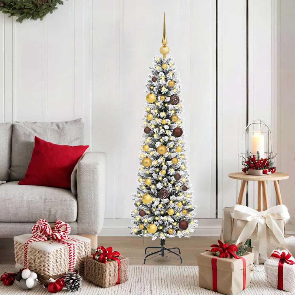 Artificial Christmas Tree White 59.1" PVC and Metal and Plastic