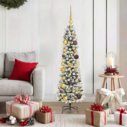 Artificial Christmas Tree White 59.1" PVC and Metal and Plastic