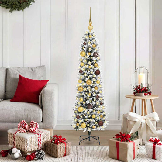 Artificial Christmas Tree White 59.1" PVC and Metal and Plastic