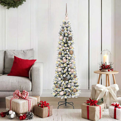 Artificial Christmas Tree White 59.1" PVC and Metal and Plastic