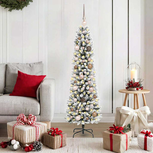 Artificial Christmas Tree White 59.1" PVC and Metal and Plastic