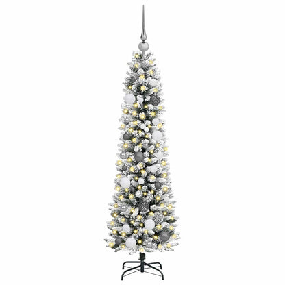 Artificial Christmas Tree White 59.1" PVC and Metal and Plastic
