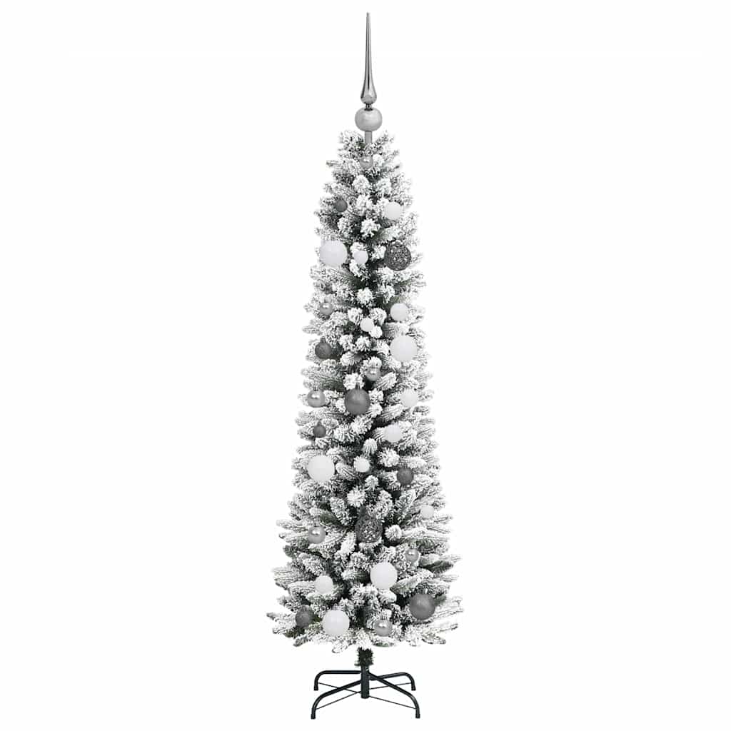 Artificial Christmas Tree White 59.1" PVC and Metal and Plastic