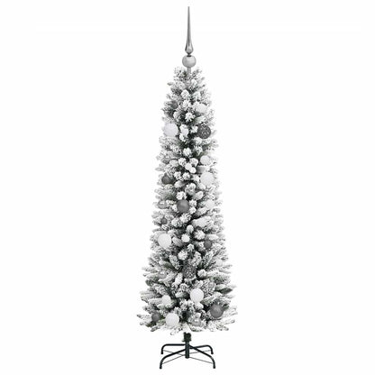 Artificial Christmas Tree White 59.1" PVC and Metal and Plastic
