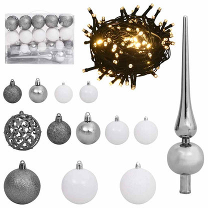 Artificial Christmas Tree White 59.1" PVC and Metal and Plastic