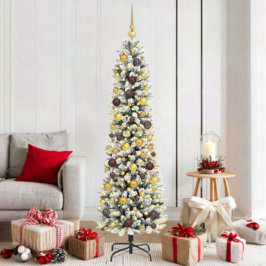 Artificial Christmas Tree White 70.9" PVC and Metal and Plastic