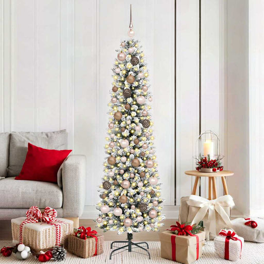 Artificial Christmas Tree White 70.9" PVC and Metal and Plastic