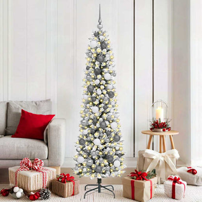 Artificial Christmas Tree White 70.9" PVC and Metal and Plastic