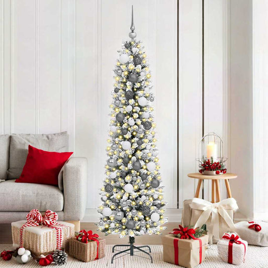 Artificial Christmas Tree White 70.9" PVC and Metal and Plastic