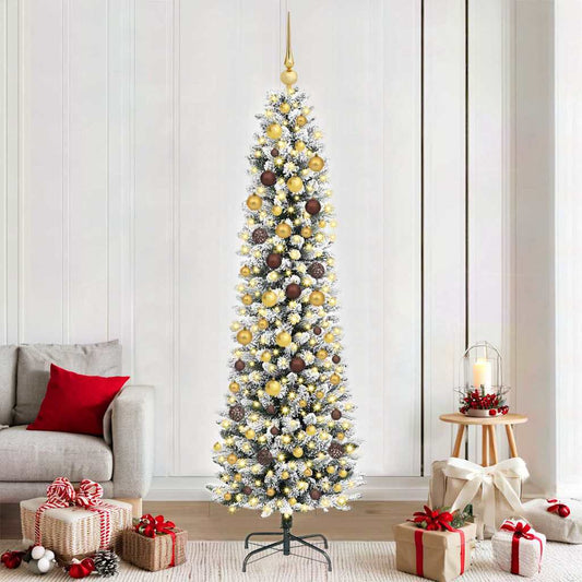 Artificial Christmas Tree White 82.7" PVC and Metal and Plastic