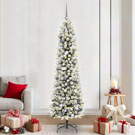 Artificial Christmas Tree White 82.7" PVC and Metal and Plastic
