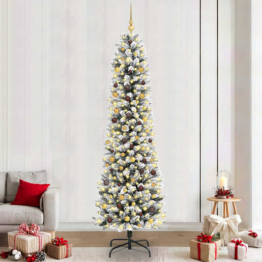 Artificial Christmas Tree White 94.5" PVC and Metal and Plastic