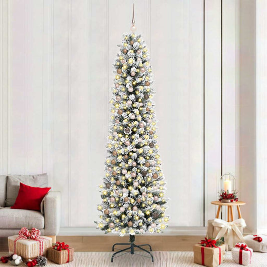 Artificial Christmas Tree White 94.5" PVC and Metal and Plastic