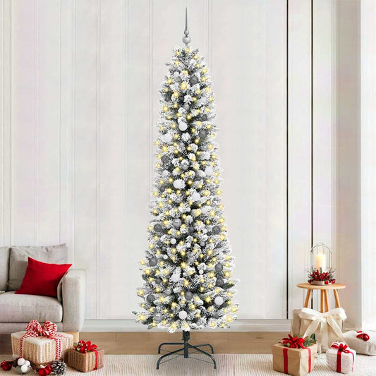 Artificial Christmas Tree White 94.5" PVC and Metal and Plastic