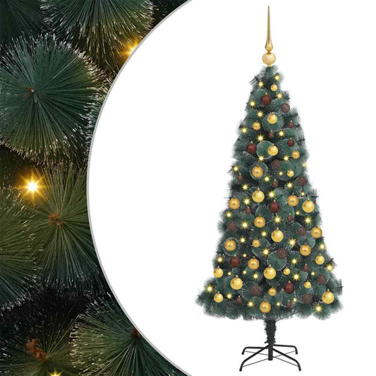 Artificial Pre-lit Christmas Tree with Ball Set Green 59.1" PET