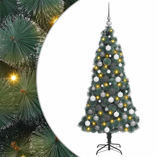 Artificial Pre-lit Christmas Tree with Ball Set Green 59.1" PET