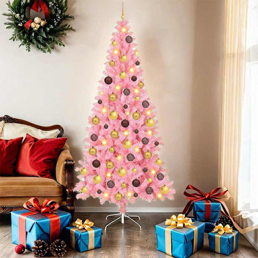 Christmas Tree with 300 LEDs with Stand Pink 70.9" PVC