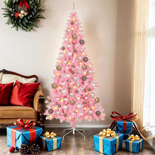 Christmas Tree with 300 LEDs with Stand Pink 70.9" PVC
