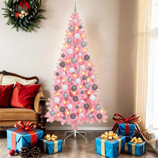 Christmas Tree with 300 LEDs with Stand Pink 70.9" PVC
