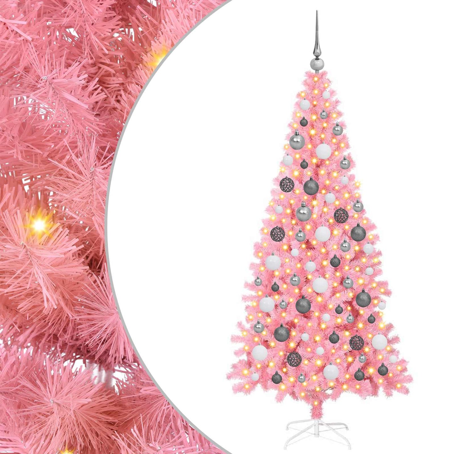 Christmas Tree with 300 LEDs with Stand Pink 70.9" PVC