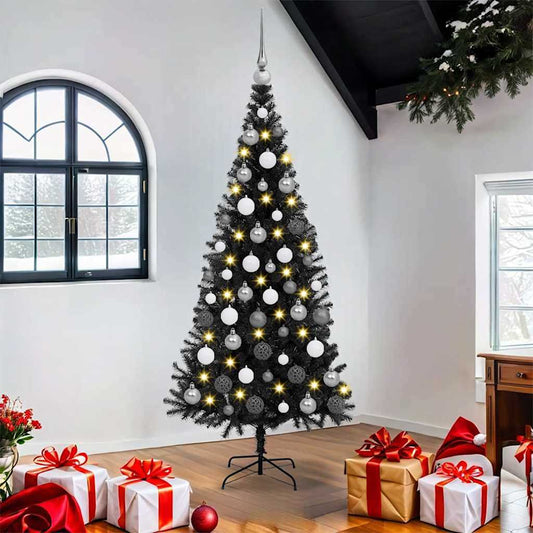 Christmas Tree with 300 LEDs with Stand Black 70.9" PVC