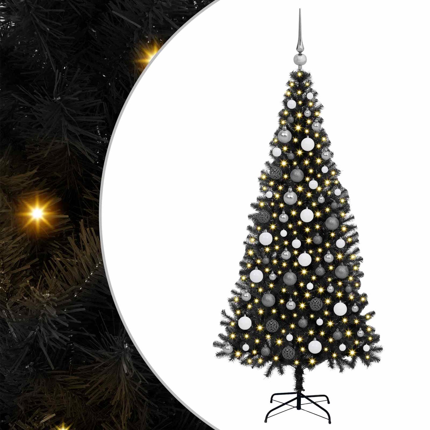 Christmas Tree with 300 LEDs with Stand Black 70.9" PVC