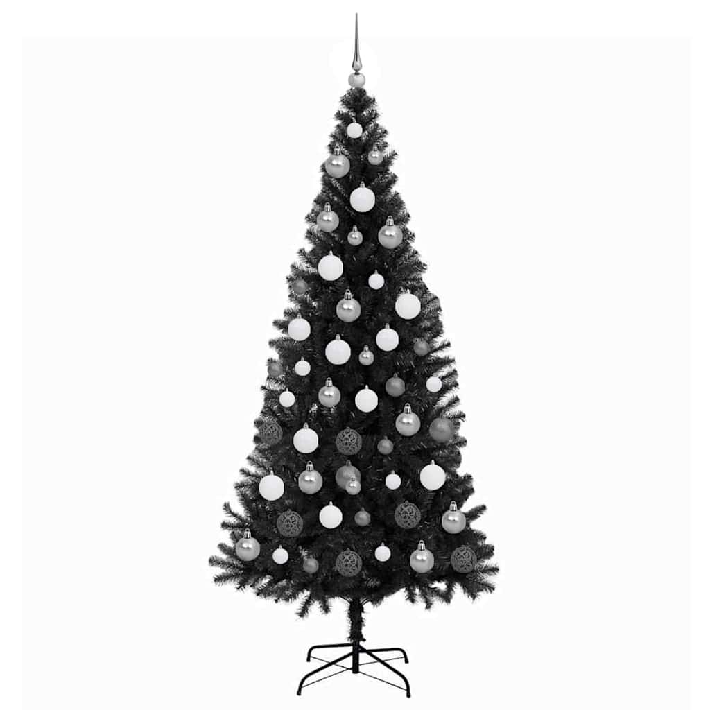 Christmas Tree with 300 LEDs with Stand Black 70.9" PVC