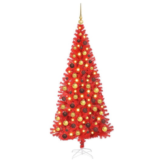 Christmas Tree with 300 LEDs with Stand Red 70.9" PVC