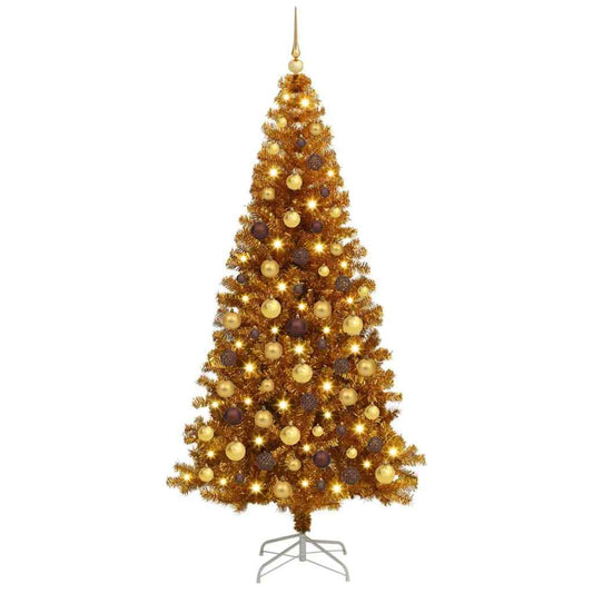 Christmas Tree with 300 LEDs with Stand Gold 70.9" PET