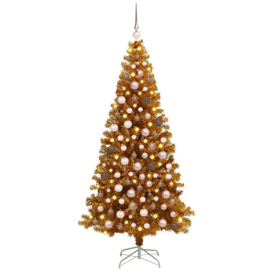 Christmas Tree with 300 LEDs with Stand Gold 70.9" PET