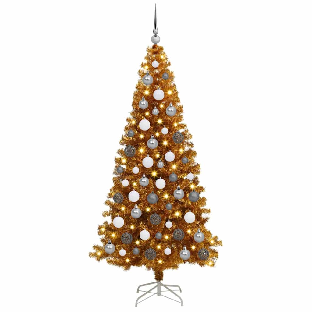 Christmas Tree with 300 LEDs with Stand Gold 70.9" PET