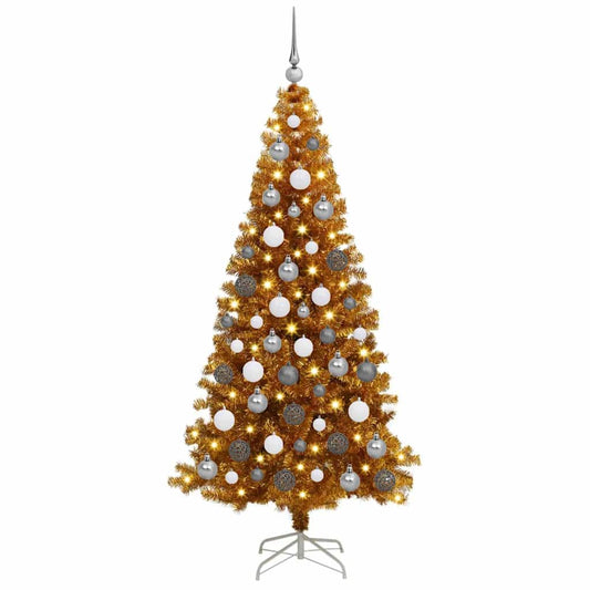 Christmas Tree with 300 LEDs with Stand Gold 70.9" PET