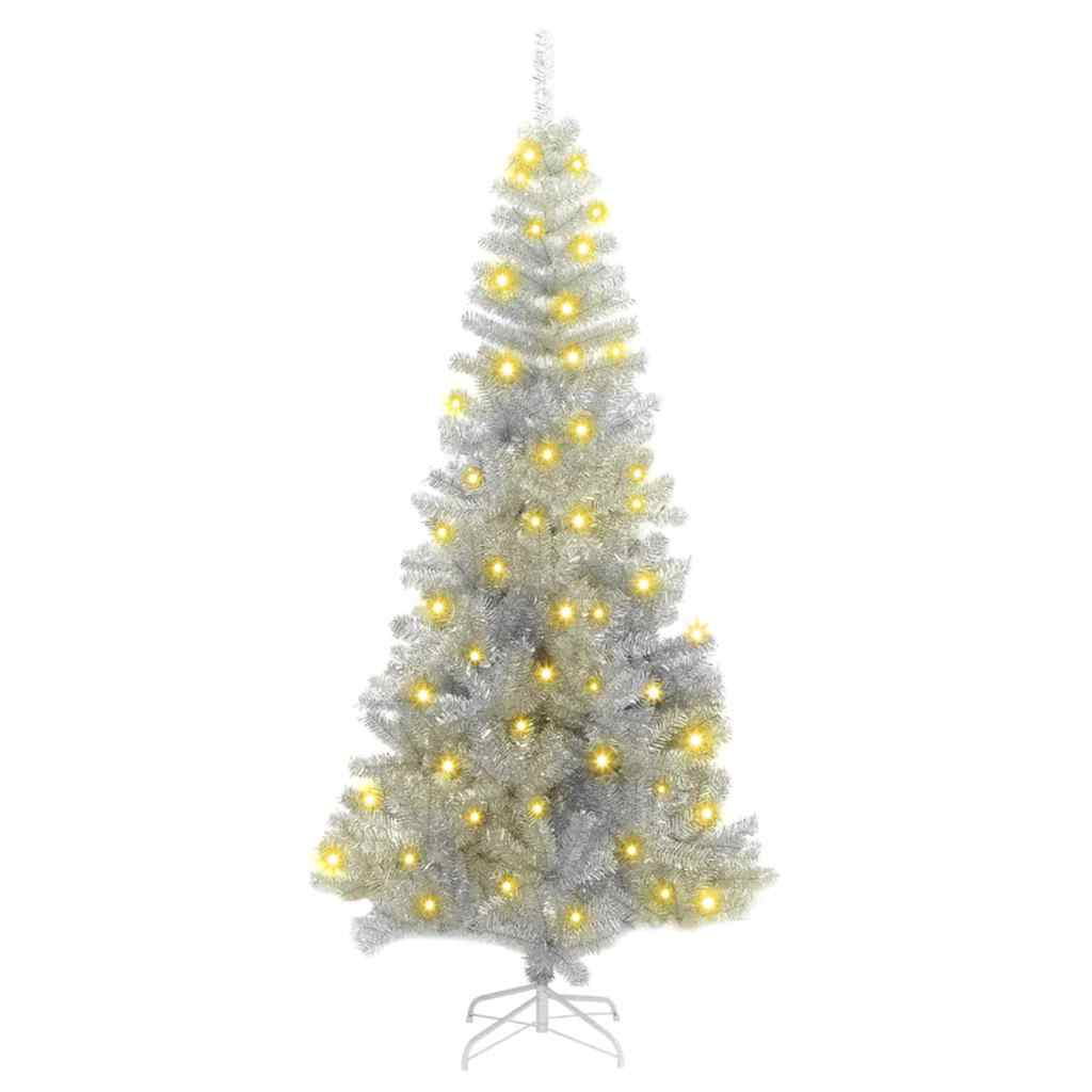Christmas Tree with 300 LEDs with Stand Silver 70.9" PET