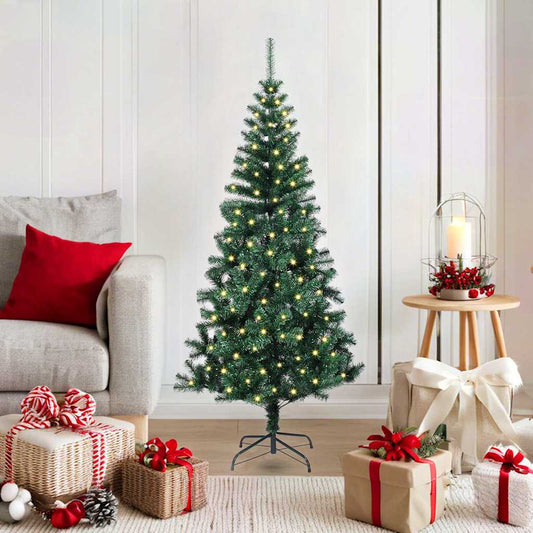 Artificial Pre-lit Christmas Tree Green 47.2" PVC and Metal