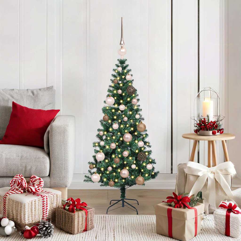 Artificial Pre-lit Christmas Tree Green 47.2" PVC and Metal