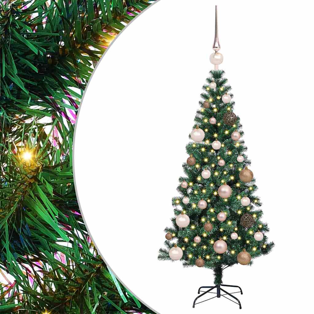 Artificial Pre-lit Christmas Tree Green 47.2" PVC and Metal