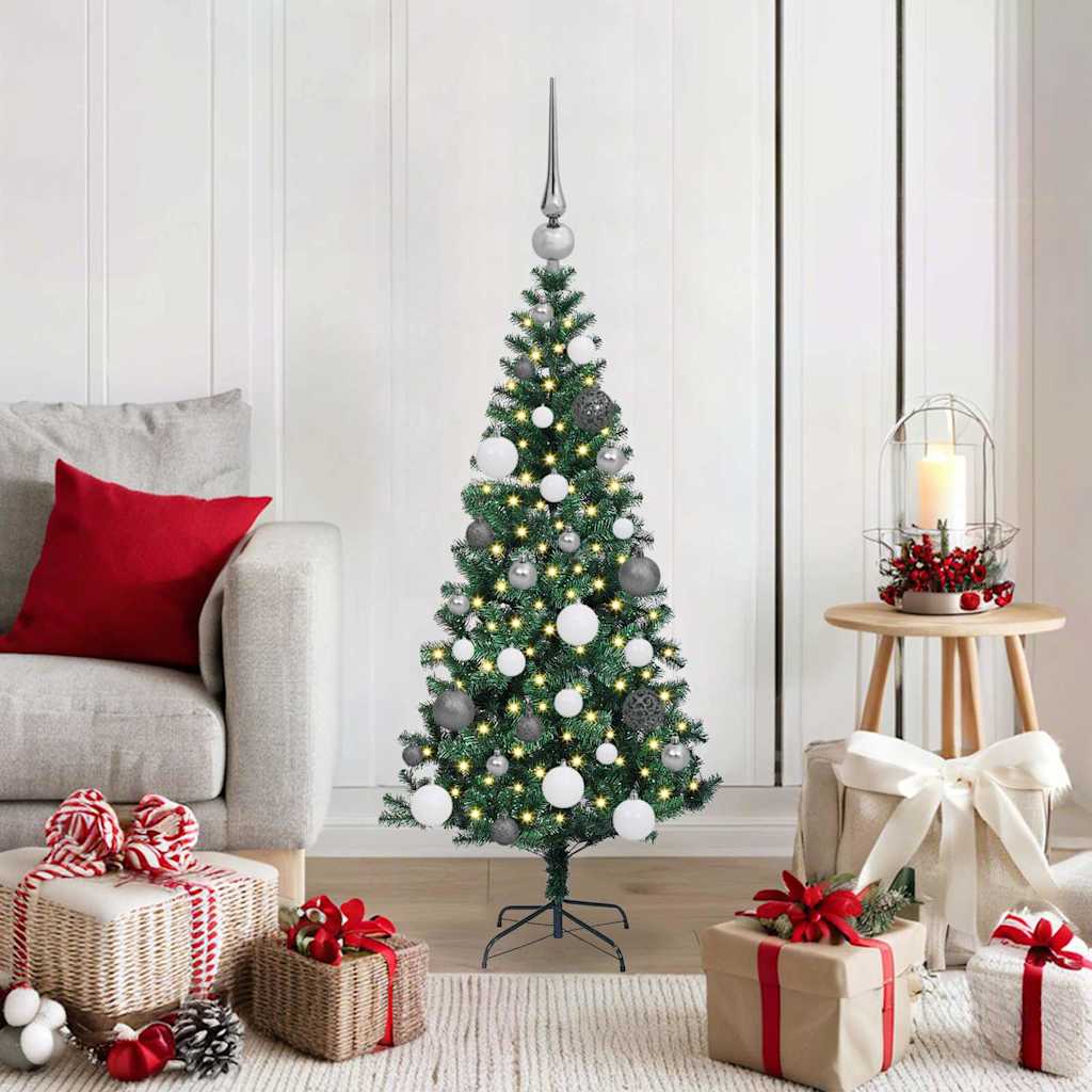 Artificial Pre-lit Christmas Tree Green 47.2" PVC and Metal