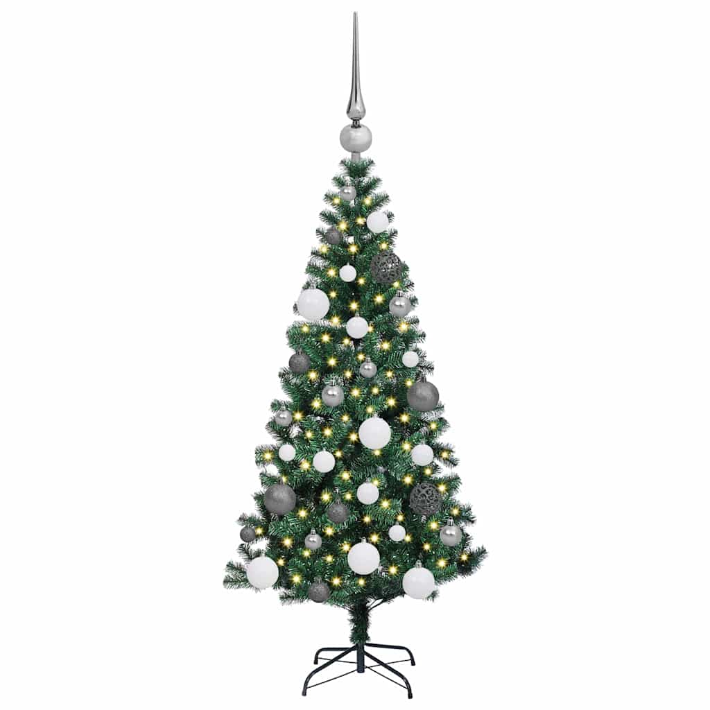 Artificial Pre-lit Christmas Tree Green 47.2" PVC and Metal