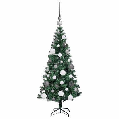 Artificial Pre-lit Christmas Tree Green 47.2" PVC and Metal