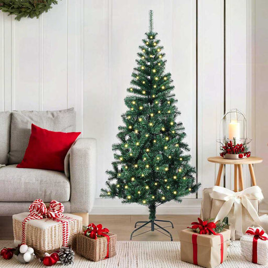 Artificial Pre-lit Christmas Tree Green 59.1" PVC and Metal