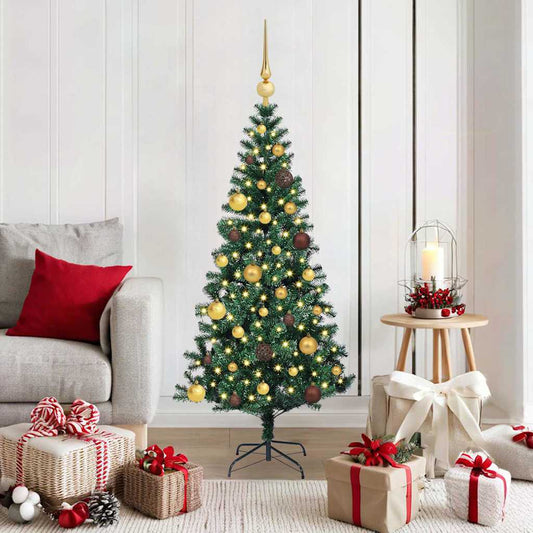 Artificial Pre-lit Christmas Tree Green 59.1" PVC and Metal