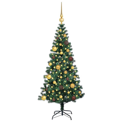 Artificial Pre-lit Christmas Tree Green 59.1" PVC and Metal