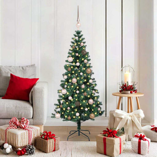 Artificial Pre-lit Christmas Tree Green 59.1" PVC and Metal