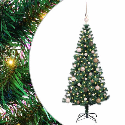 Artificial Pre-lit Christmas Tree Green 59.1" PVC and Metal