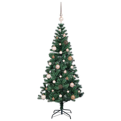 Artificial Pre-lit Christmas Tree Green 59.1" PVC and Metal