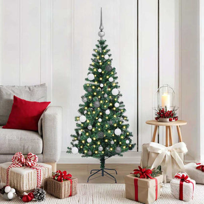 Artificial Pre-lit Christmas Tree Green 59.1" PVC and Metal