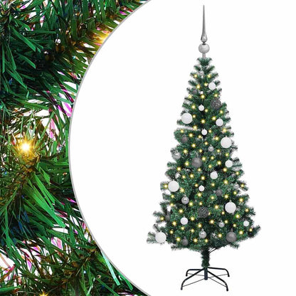Artificial Pre-lit Christmas Tree Green 59.1" PVC and Metal