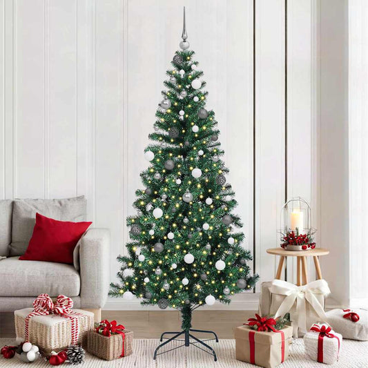 Artificial Pre-lit Christmas Tree Green 82.7" PVC and Metal