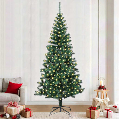 Artificial Pre-lit Christmas Tree Green 94.5" PVC and Metal